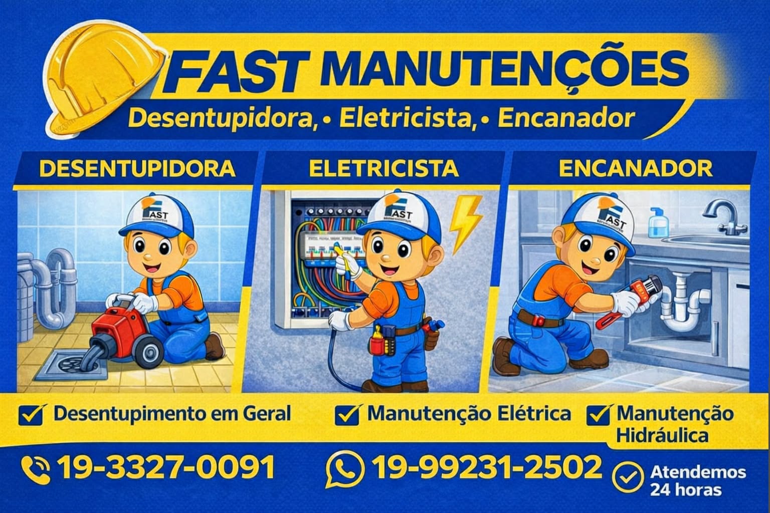 Desentupidora, Eletricista, Encanador em Campinas 19-99231-2502 Fast Manutenções