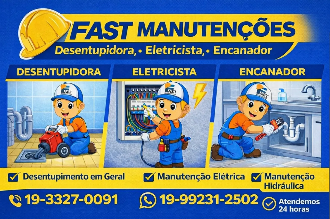 Desentupidora, Eletricista, Encanador em Campinas 19-99231-2502 Fast Manutenções