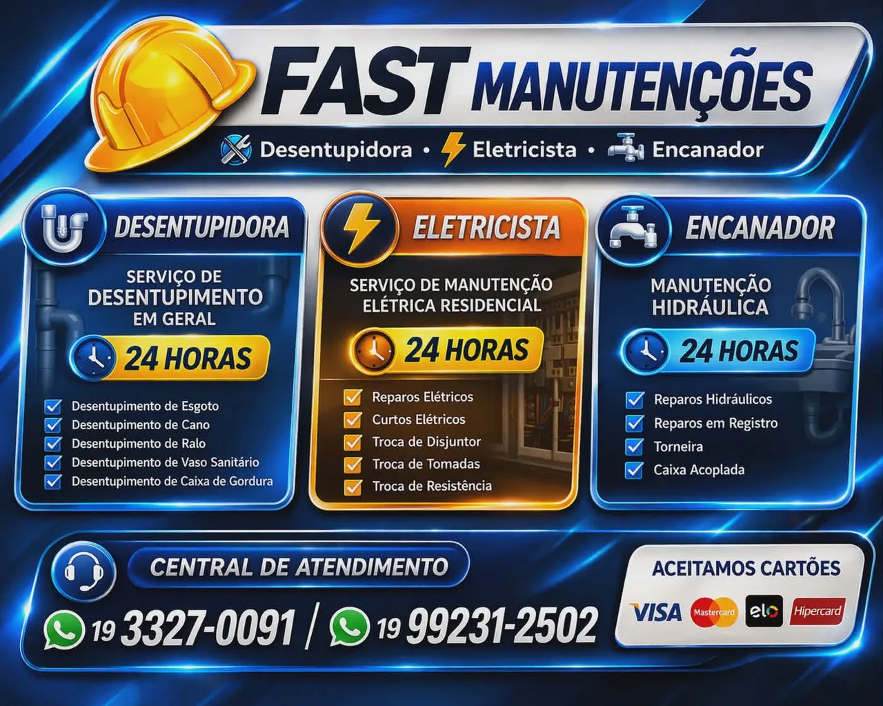 Desentupidora, Eletricista, Encanador no Cambuí em Campinas 19-99231-2502 