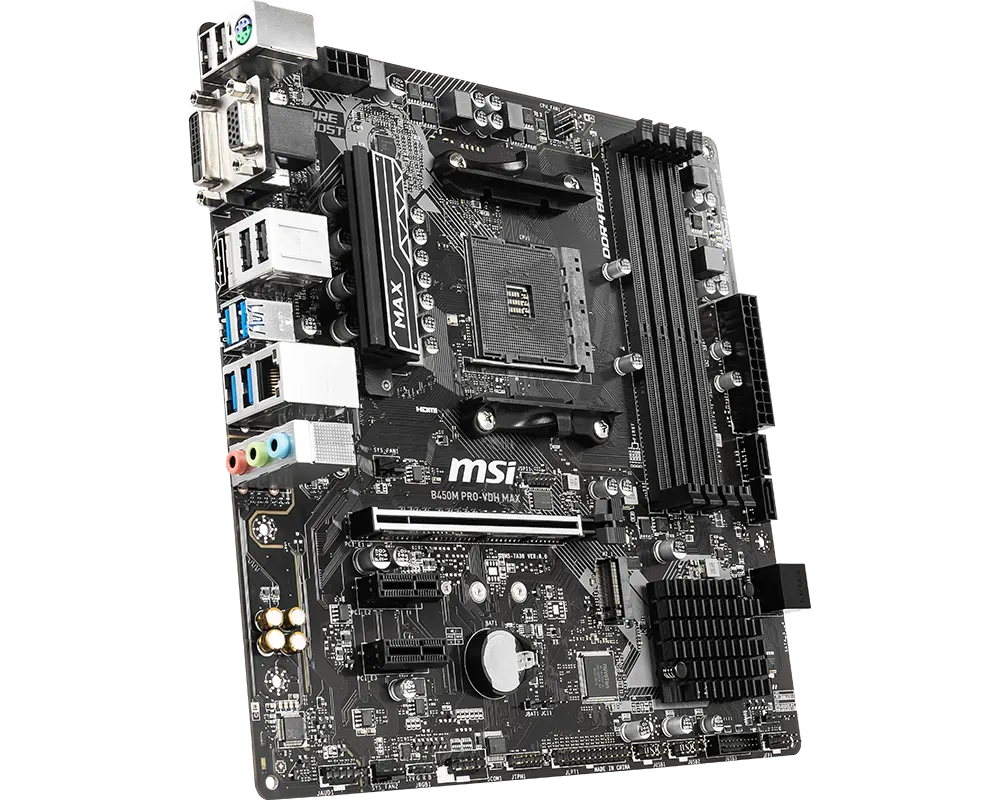 PLACA MÃE MSI B450M PRO-VDH MAX DDR4 AM4 M-ATX - Foto 2