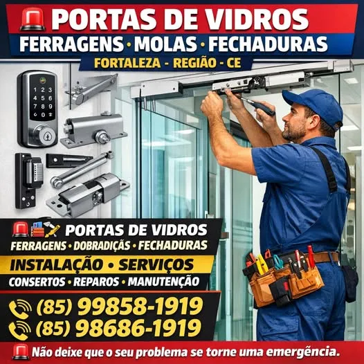 PORTAS  DE  VIDROS  MOLAS  FERRAGEN  CONSERTOS  FORTALEZA (85) 99858-1919  